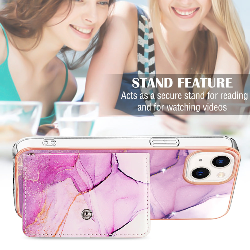 YB Leather Coating Series-9 for iPhone 15 Plus IMD Phone Case Card Slots Leather+TPU Cover YB Leather Coating Series-9 for iPhone 15 Plus IMD Phone Case Card Slots Leather+TPU Cover